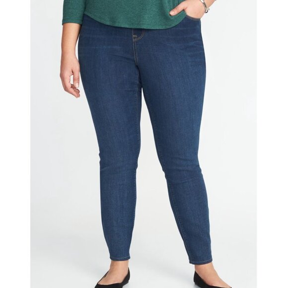 NEW NWT OLD NAVY Plus Size High Waisted Rockstar Pull On Jeggings Dark Jeans 24 - Picture 3 of 16